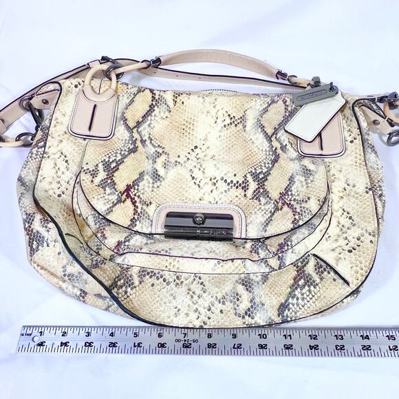 Coach Kristin Python Snakeskin Tote Satchel Shoulder Metallic Limited Edition - Picture 16 of 16